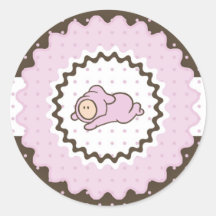 Etiqueta-cor-de-rosa de Cutietoots e marrom contem Adesivos Redondos