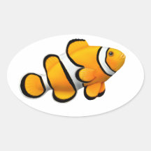 Etiqueta customizável dos peixes de Anenome do pal Adesivos Em Formato Oval