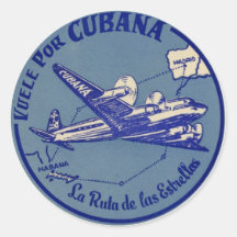 Etiqueta da bagagem do vintage de Cubana Adesivos Em Formato Redondos