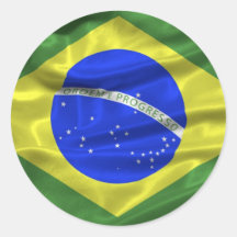 Etiqueta da bandeira de Brasil Adesivo Em Formato Redondo