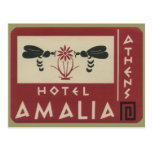 Etiqueta das viagens vintage de Amalia do hotel da Cartoes Postais