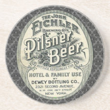 Etiqueta do anúncio da cerveja de Pilsner do vinta Porta Copo Para Bebidas