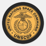 Etiqueta do comando do espaço de United Nations Adesivo Em Formato Redondo