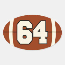 Etiqueta do futebol do número 64 adesivos oval