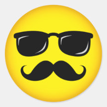 Etiqueta em incógnito amarela do smiley do bigode adesivo em formato redondo