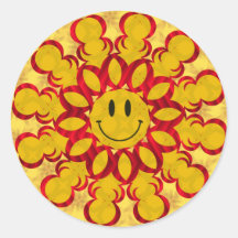 Etiqueta ENSOLARADA do SMILEY Adesivos Em Formato Redondos