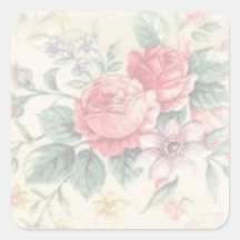 Etiqueta floral dos rosas adesivos quadrados