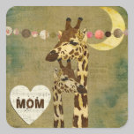 Etiqueta maternal do amor dos girafas de bronze do autocolantes