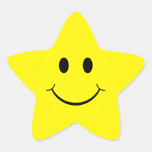 Etiquetas amarelas da forma da estrela do smiley f adesivos em forma de estrelas