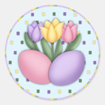 Etiquetas das tulipas e dos ovos adesivos redondos