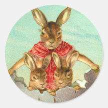 Etiquetas do coelhinho da Páscoa do vintage Adesivos Em Formato Redondos