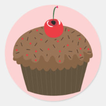 Etiquetas do cupcake da cereja do chocolate adesivo