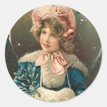 Etiquetas do Natal da menina do Victorian Adesivo