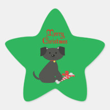 Etiquetas do Natal/feriado do cão Adesivo Estrela
