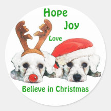 Etiquetas dos Schnauzers do chapéu do papai noel d Adesivos