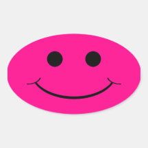 Etiquetas ovais do smiley face do rosa quente adesivos
