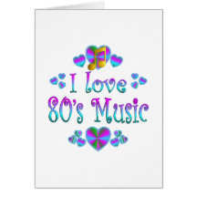 Eu amo a música 80s cartao