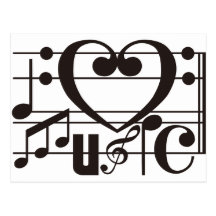 EU AMO A MÚSICA CARTAO POSTAL