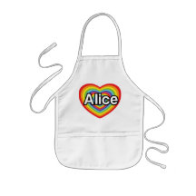 Eu amo Alice, coração do arco-íris Avental