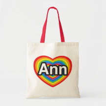 Eu amo Ann. Eu te amo Ann. Coração Bolsas