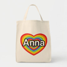 Eu amo Anna, coração do arco-íris Bolsas