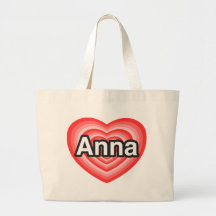 Eu amo Anna. Eu te amo Anna. Coração Bolsa Para Compras