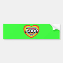 Eu amo Anne, coração do arco-íris Adesivos