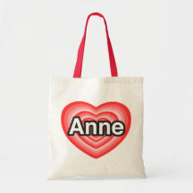 Eu amo Anne. Eu te amo Anne. Coração Bolsas