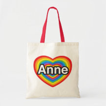 Eu amo Anne. Eu te amo Anne. Coração Bolsa Para Compras