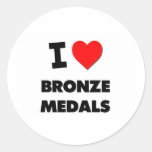 Eu amo as medalhas de bronze adesivo redondo