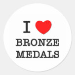 Eu amo as medalhas de bronze adesivos redondos