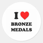 Eu amo as medalhas de bronze adesivos em formato redondos