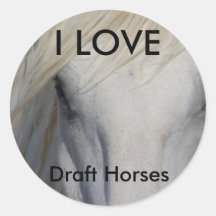EU AMO cavalos de esboço Adesivos Redondos
