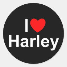Eu amo (coração) Harley Adesivo Em Formato Redondo