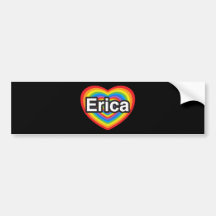 Eu amo Erica. Eu te amo Erica. Coração Adesivo