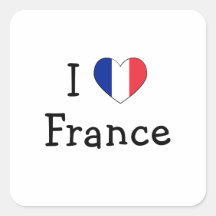 Eu amo France Adesivo Quadrado