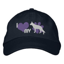 Eu amo meu chapéu bordado german shepherd (azul) bones