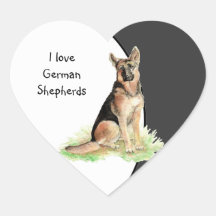 Eu amo o cão de german shepherd, animal de estimaç adesivo de coração