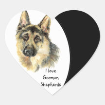 Eu amo o cão de german shepherd, animal de estimaç adesivos de corações