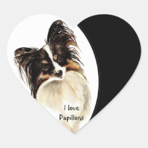 Eu amo o cão de Papillons, animal de estimação com Adesivo De Coração
