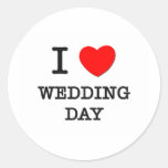 Eu amo o dia do casamento adesivos redondos