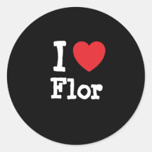 Eu amo o t-shirt do coração de Flor Adesivo Em Formato Redondo