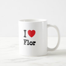 Eu amo o t-shirt do coração de Flor Caneca
