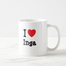 Eu amo o t-shirt do coração de Inga Caneca