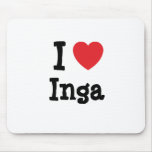 Eu amo o t-shirt do coração de Inga Mousepad