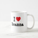 Eu amo o t-shirt do coração de Reanna Caneca