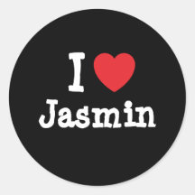 Eu amo o t-shirt do coração do jasmim adesivo redondo