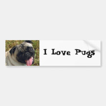 Eu amo Pugs Adesivos