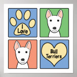 Eu amo terrier de Bull Pôsteres