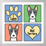 Eu amo terrier de Bull Posters